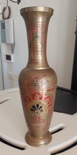 Vaso Indiano In Ottone Dipinto