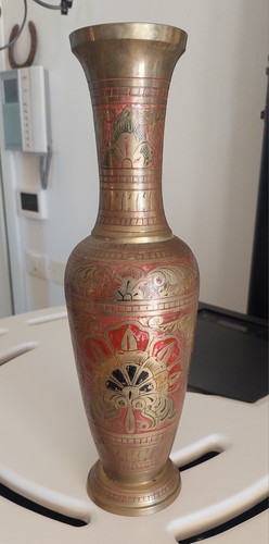 Vaso indiano ottone dipinto - indiano, in