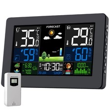 Stazione Meteo con Sensore Esterno Barometro Digitale LCD Wireless a Colori DCF