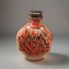 Bottiglia vetro artistico Murano anni '60 rosso nero avventurina, tappo incluso
