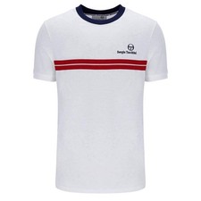 T-shirt Sergio Tacchini nuova Supermac bianca e blu marittimo