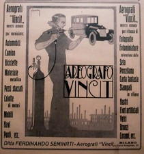 PUBBL.1920 AEROGRAFO VINCIT BERNARDI F. SEMINATI VERNICE AUTO MOTO CICLI PINOCHI