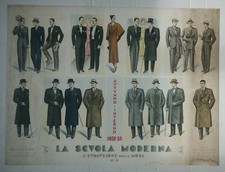 L'EVOLUZIONE DELLA MODA maschile manifesto pubblicità anni '30 sartoria Torino
