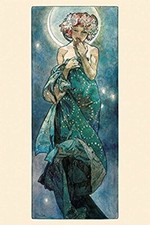 The Moon by Alphonse Mucha Art