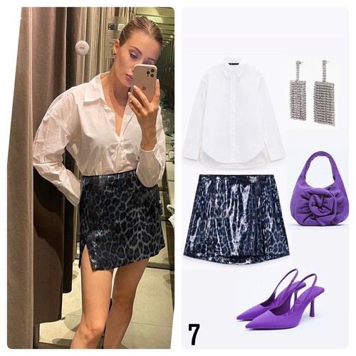 Zara minigonna blu stampa - blu,
