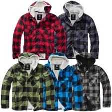 Brandit Hooded Lumberjacket S-7XL Giacca Boscaiolo Foderato Cappuccio Flanella