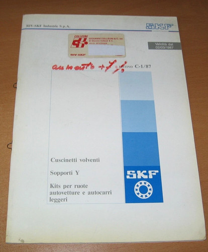 Skf catalogo cuscinetti - cuscinetti, 1987