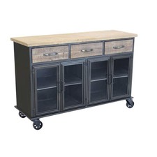 CAMDEN MOBILE CREDENZA INDUSTRIAL 3 CASSETTI E 4 ANTE 122X41,6X80,5 CM BICOLORE