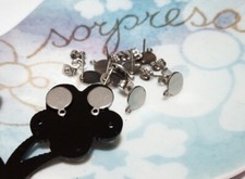 10pz orecchini perni con farfalle in acciaio inox tondo  10,5x8mm colore acciaio