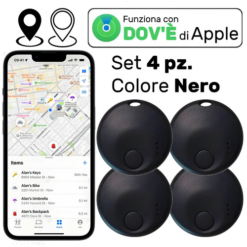 Set airtag kit - airtag, nero