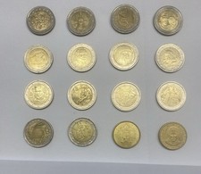 Lotto 14 Monete Commemorative 2 Euro Più Due 50 Cent Rare Di Città Del Vaticano