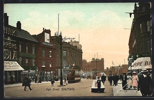 Sheffield high street - street,, tram