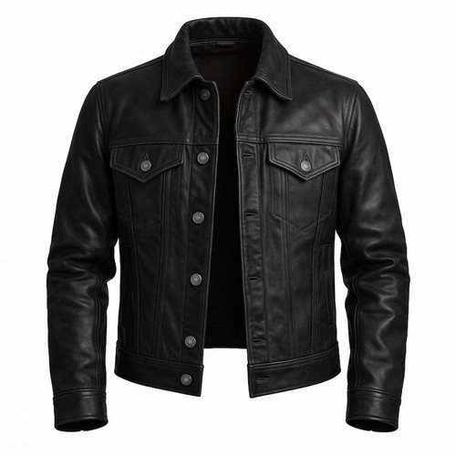 Giacca pelle uomo - , nera