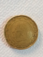 Moneta Rara 20 Centesimi Di Euro Belgio 2000 Re Alberto
