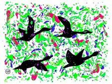 Stampa d'arte - Anatre in volo