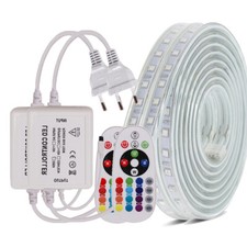 STRISCIA STRIP LED BOBINA SMD 5050 RGB SPINA 220V BIANCA TUBO ESTERNO 1 A 25 M