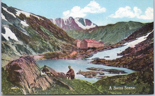 Vintage postcard swiss scene - vintage,