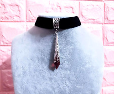 Collarino di Velluto donna con Prisma rosso nero the vampire diaries argento