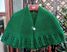 Mantellina della nonna, VERDE BOTTIGLIA, NUOVA, scialle della nonna, uncinetto