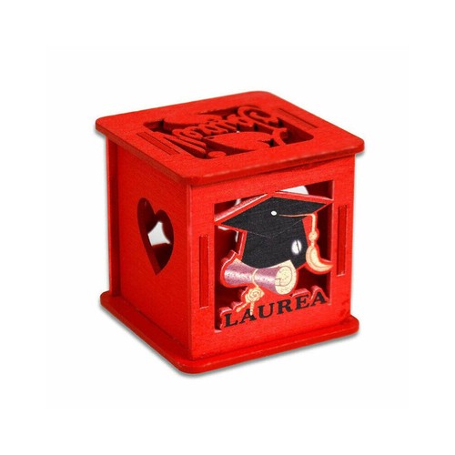 Scatolina cubo legno - cubo, rosso