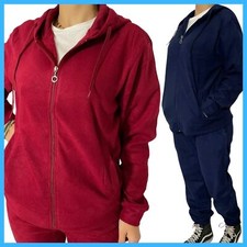 Tuta in pile da donna invernale completa sportiva tracksuit con zip cappuccio XL