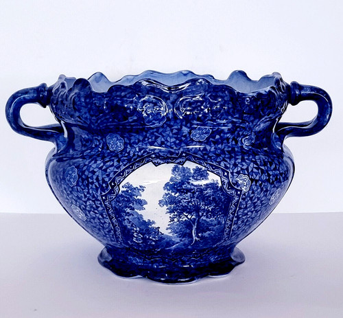 Antica piantana blu bianca - e,