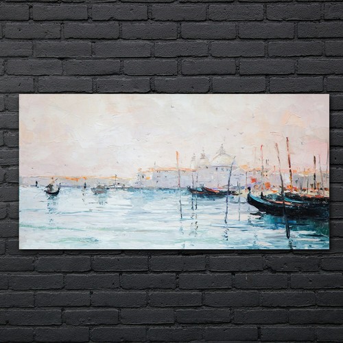 Gemälde see hafen boote kunst - hafen,