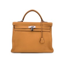 Autentica borsa a mano Hermes Zafferano Clemence Pelle Kelly 40 Retourne