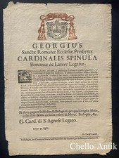 Decreto Tassa sui Muli o Bestie da Carico - Bologna 1728 Card. Giorgio Spinola