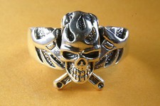 Biker Anello a Teschio Cacciaviti Anello IN Argento 925 Vero Argento / 344