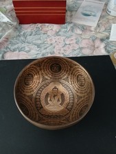 Campana tibetana, diametro circa 14 cm, per meditazione, decorata, vedi foto