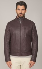 GIUBBOTTO TRUSSARDI BIKER IN PELLE DA UOMO TESTA DI MORO R301M000004N-ML902L01