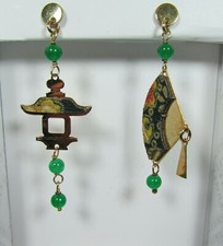 Orecchini Ventaglio Argento Mini Verde