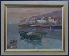 Sconosciuto Pittore - Südlicher Porto IN Il Abendsonne - Dipinto a Olio