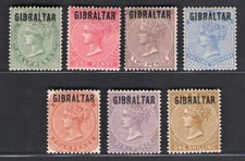 1866 Gibilterra, Stanley Gibbons n.1/7 - Vittoria sovrastampata - MH*