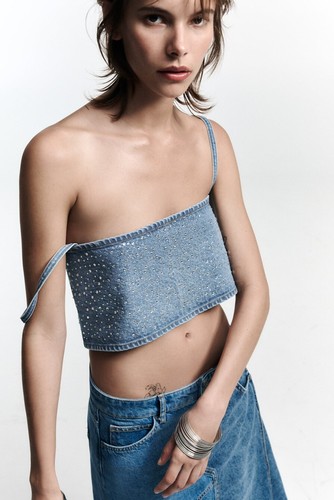 Zara top donna denim con - denim,