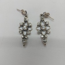 Orecchini argento 925 marcto vintage con zircone bianco sfaccettato - Unico