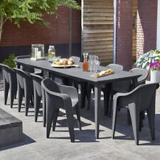 Tavolo giardino grigio in resina tavoli grafite da esterno balcone 313x98x74h cm