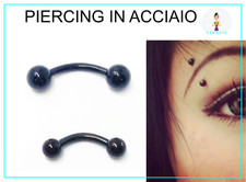 Piercing Sopracciglio curvo Acciaio Bilancino Nero Orecchino Helix Trago