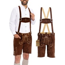 BAVARIA TRACHTEN Lederhosen Uomo Taglia 38 Vera Pelle Autentica Oktoberfest