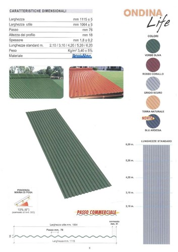 Lastra copertura ondina life - copertura, m