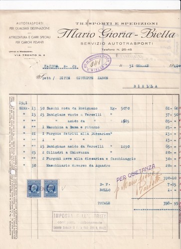 Fattura biella mario - fattura, gioria