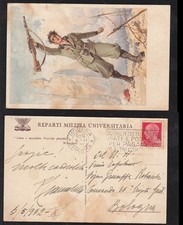 CARTOLINA MILITARE - GUF REPARTO MILIZIA UNIVERSITARIA 1932 ILLUSTRATORI CRT1643