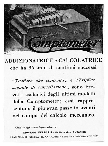 Pubblicita 1921 comptometer - pubblicita',