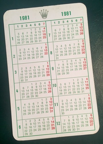 Rolex 1981 calendar sea - 1981,