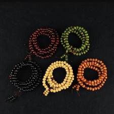 COLLANA BRACCIALE UNISEX BUDDISTA MALA TIBETANA LEGNO ROSARIO PREGHIERA 108G.8mm