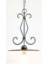 LAMPADARIO LAMPADA PIATTO SMALTATO D.32 IN FERRO BATTUTO CRUCCOLINI