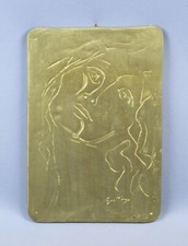 Piastra scultura bronzo viso donna bassorilievo inciso firmato Guttuso Renato