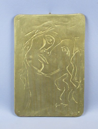 Piastra scultura bronzo viso
