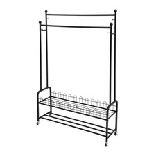 Appendiabiti in Acciaio con Ruote, Appendiabiti Arrotolabile, Nero 120*34*165 cm